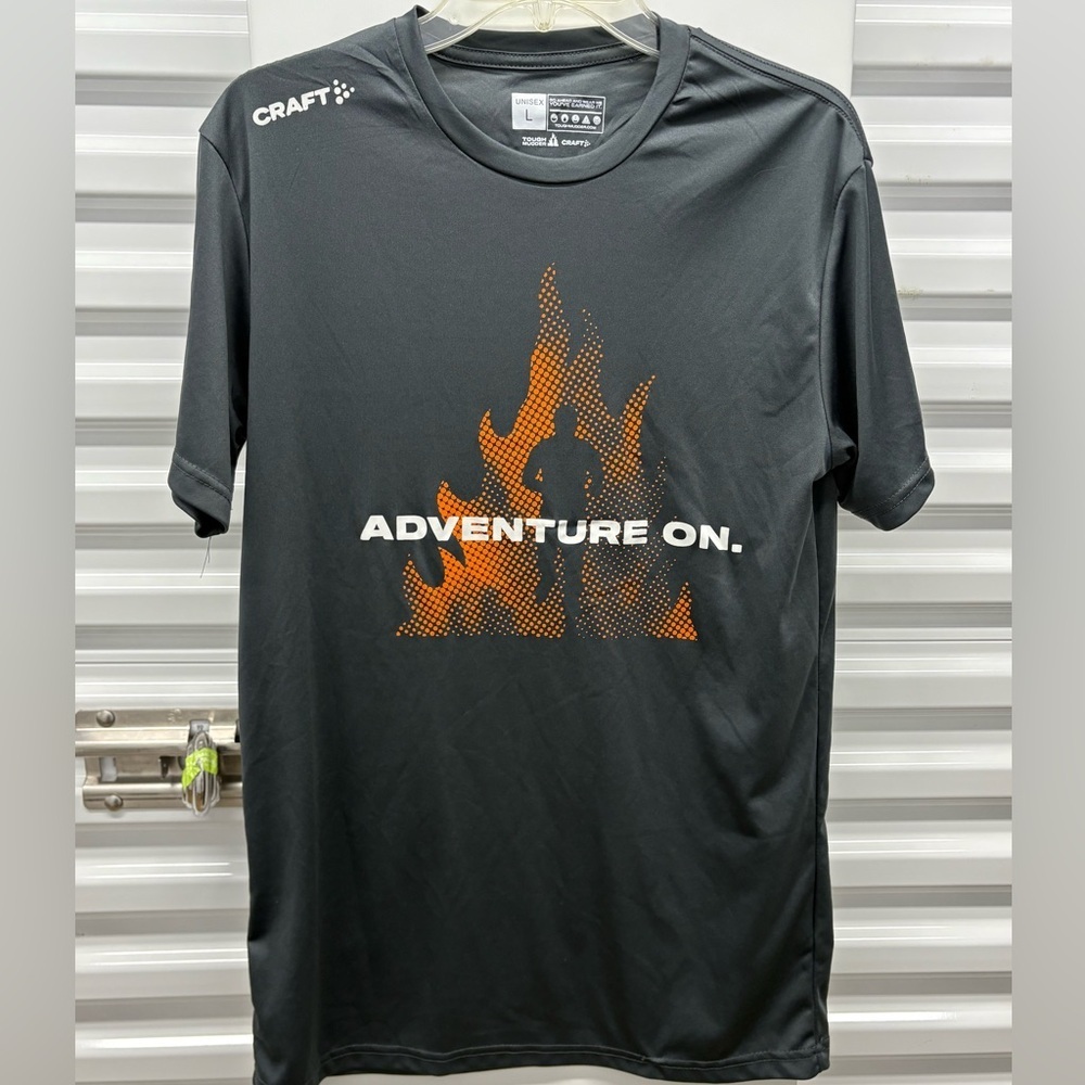 Craft Men's Charcoal Tee with Orange Flame Design